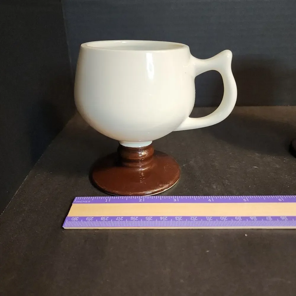 Vtg Hall Footed Pedestal Mug Brown White Restaurant Ware Diner #2274 Qty2